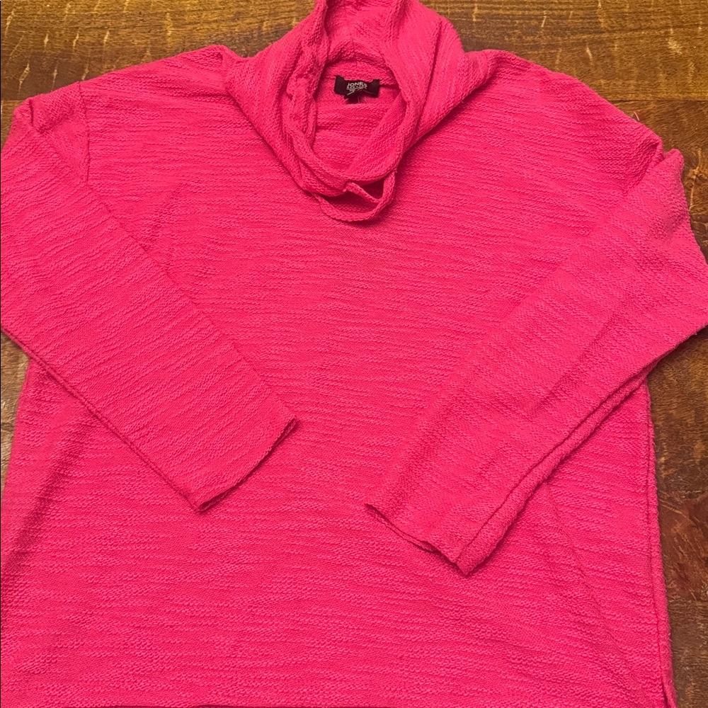 Jones New York Hot Pink Hooded Cowl Sweater, Size Small, NWT